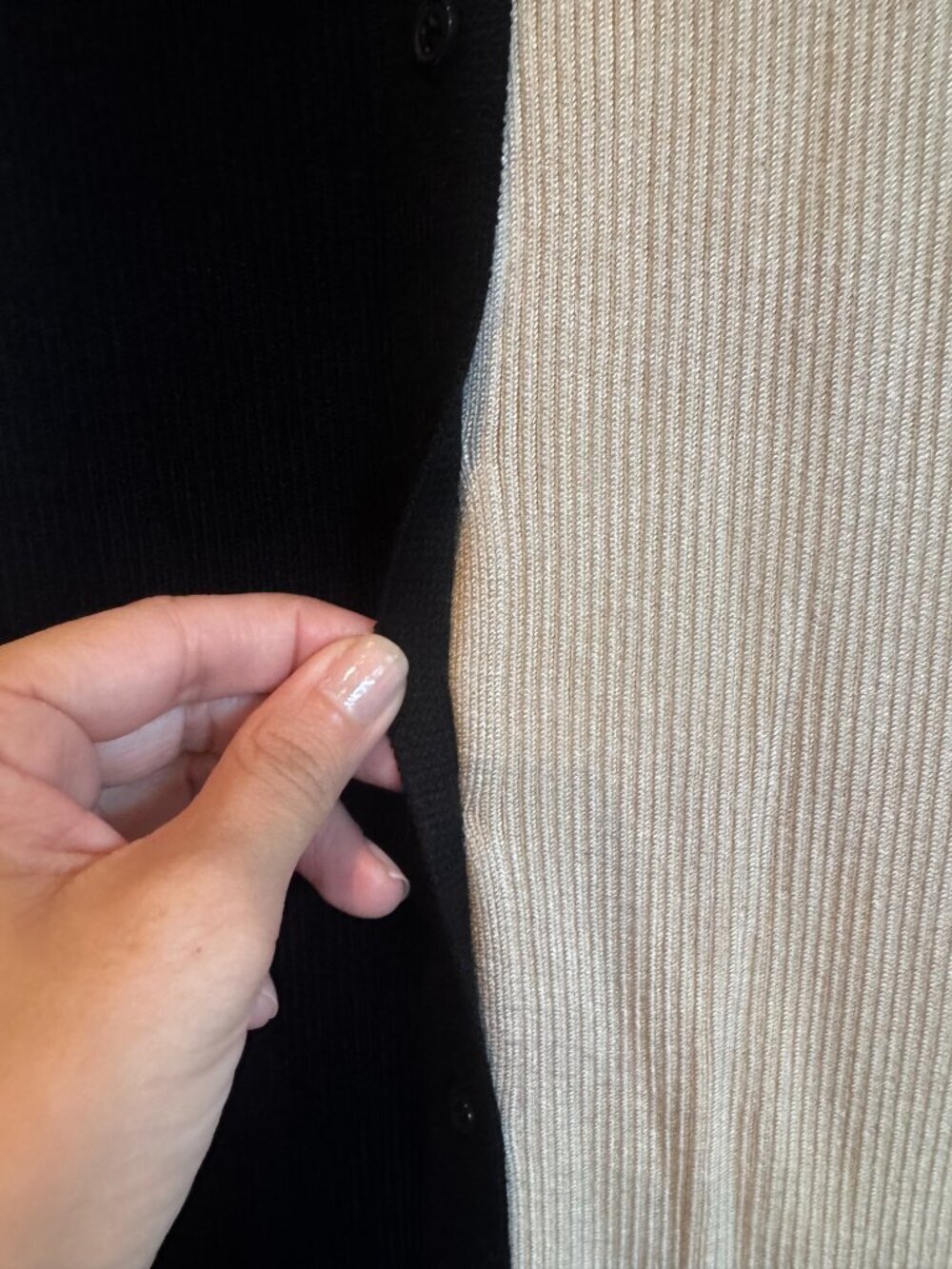 LUSH Black Taupe Colorblock Ribbed Knit Button Front Maxi Dress S - Picture 6 of 8